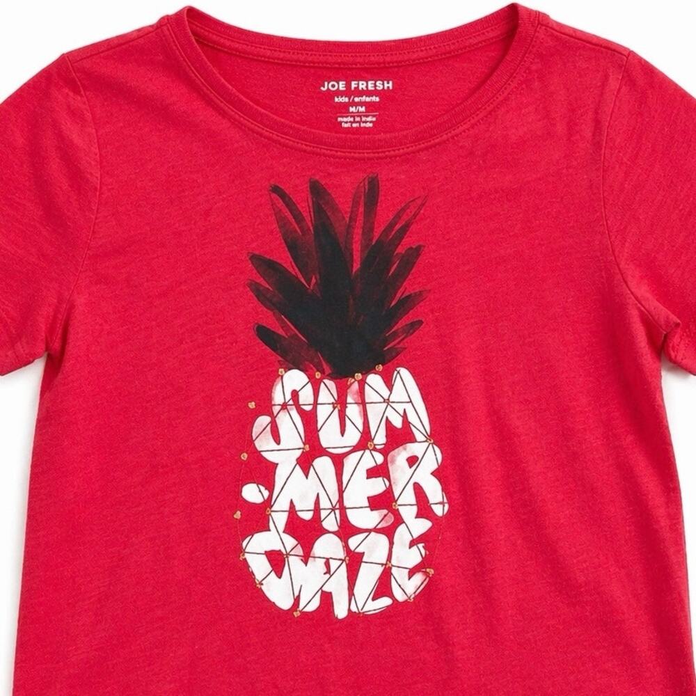 Joe Fresh Girls Red Pineapple Sequin Tunic Top Size M